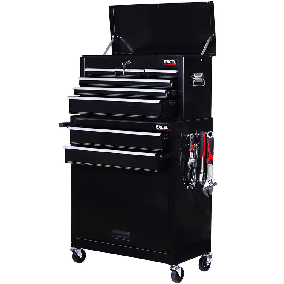 Excel 25" Roller Tool Chest Cabinet 8 Drawers Storage Toolbox Black