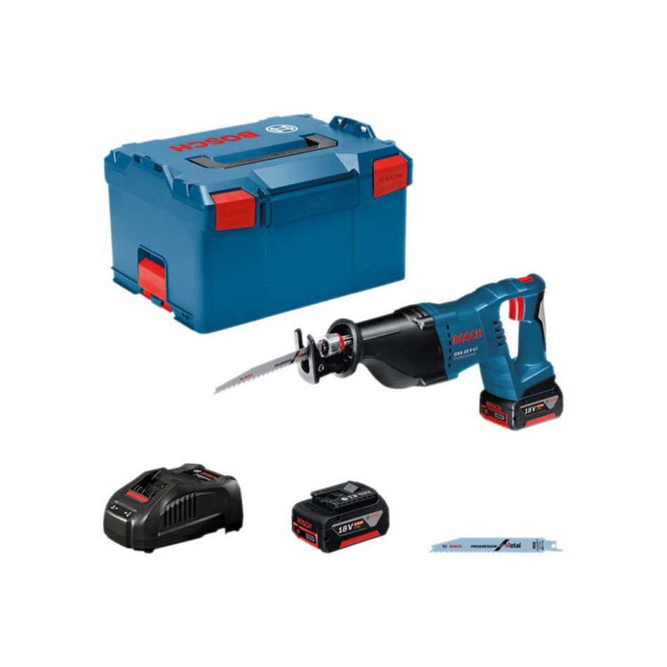 Bosch GSA 18V-Li Cordless Reciprocating Saw with 2 x 5.0Ah Batteries & Charger in L-Box 060164J077