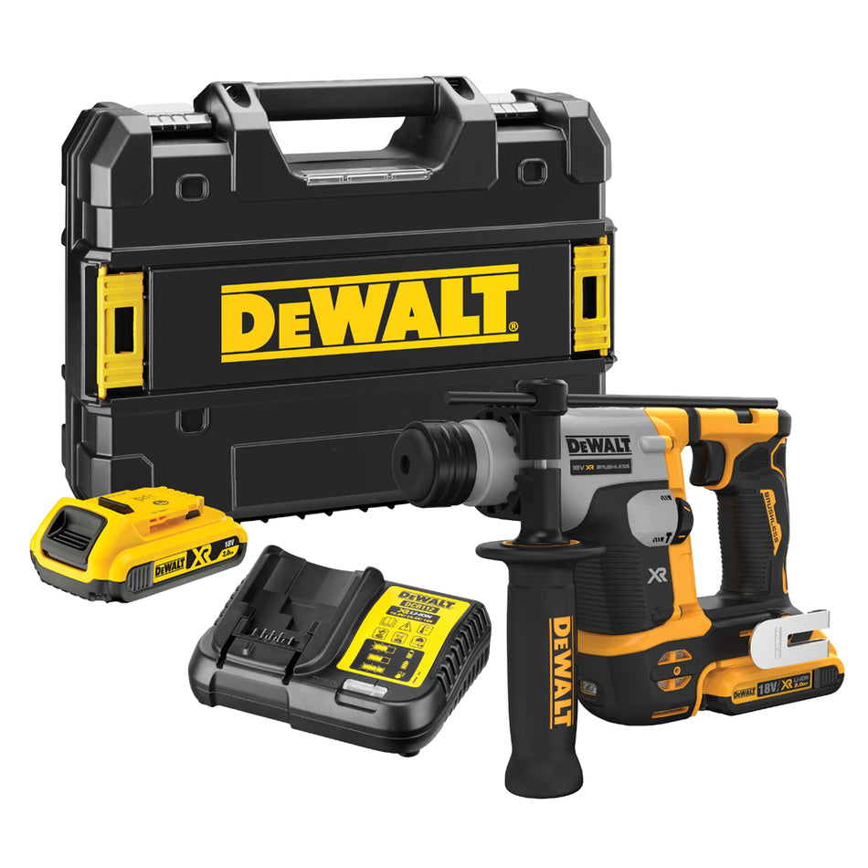 Dewalt DCH172D2 18V XR Brushless Ultra-Compact SDS Plus Rotary Hammer With 2 x 2.0Ah Batteries, Charger With Carry Case
