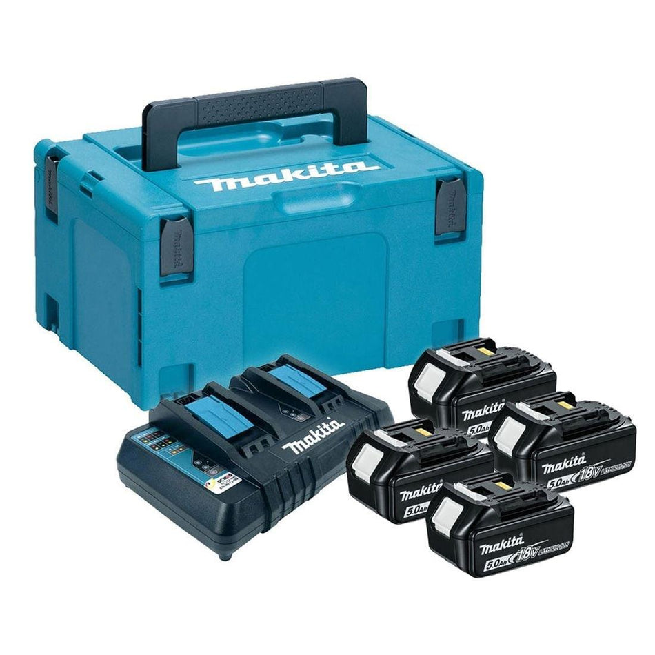 Makita 197627-6 18V LXT Power Source Kit 4 x 5.0Ah with Twin Charger & Makpac Carry Case