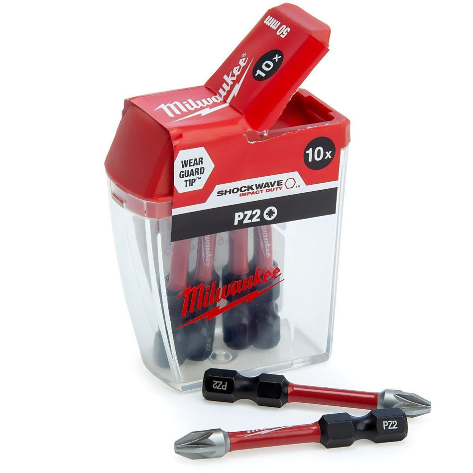 Milwaukee Shockwave PZ2 50mm Screwdriver Bits 10 Piece Set 4932472050