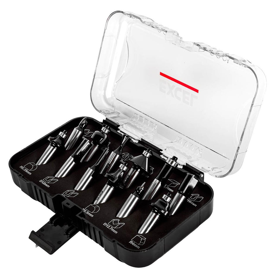 Excel 1/2in Shank TCT Router Cutter Bit 12 Piece Set