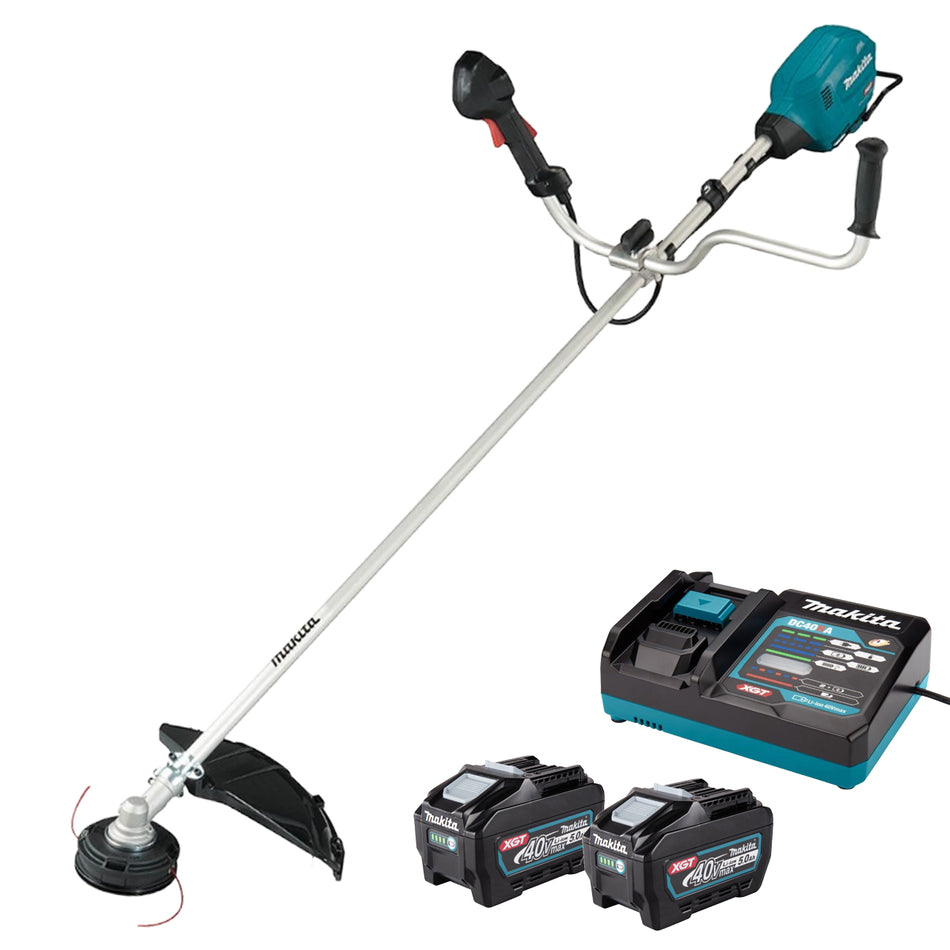 Makita UR013GT206 40Vmax XGT Brushless Brush Cutter With 2 x 5.0Ah Batteries & Charger