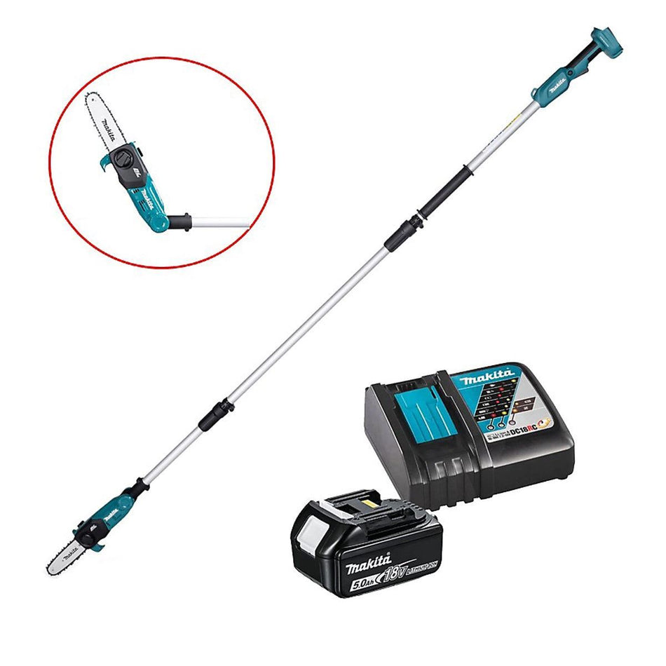 Makita DUA200RT 18V LXT Brushless 20cm Telescopic Pole Chainsaw With 1 x 5.0Ah Battery & Charger