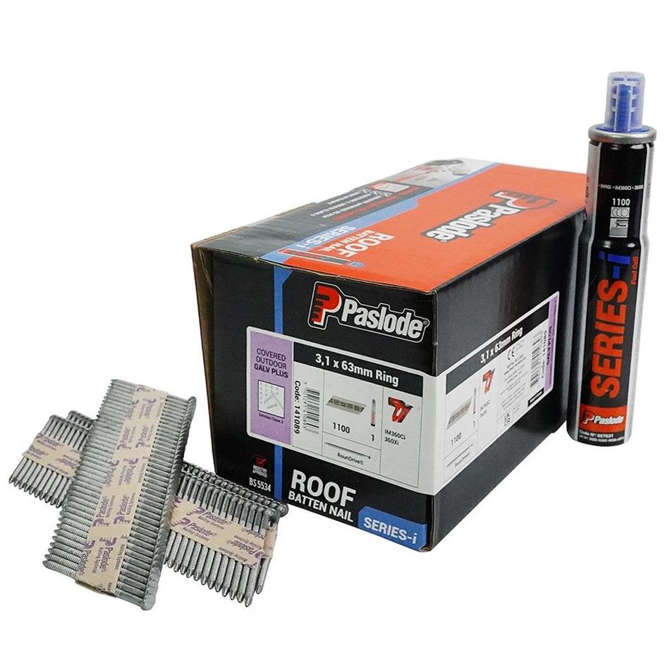 Paslode 141089 63mm x 3.1mm Galvanised Plus Roof Batten Nails - Pack of 1100