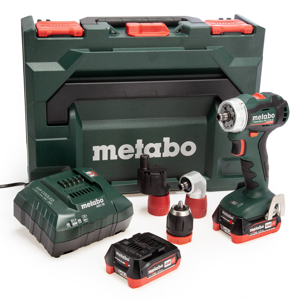 Metabo BS 12 BL Q 12V Brushless PowerMaxx Drill Driver with 2 x 4.0Ah Batteries, Charger & Case UK601039801
