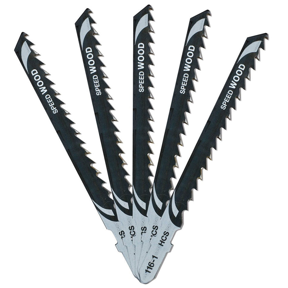 DeWalt 100mm HCS T-Shank Scroller Wood Cutting Jigsaw Blades DT2166-QZ Pack of 5