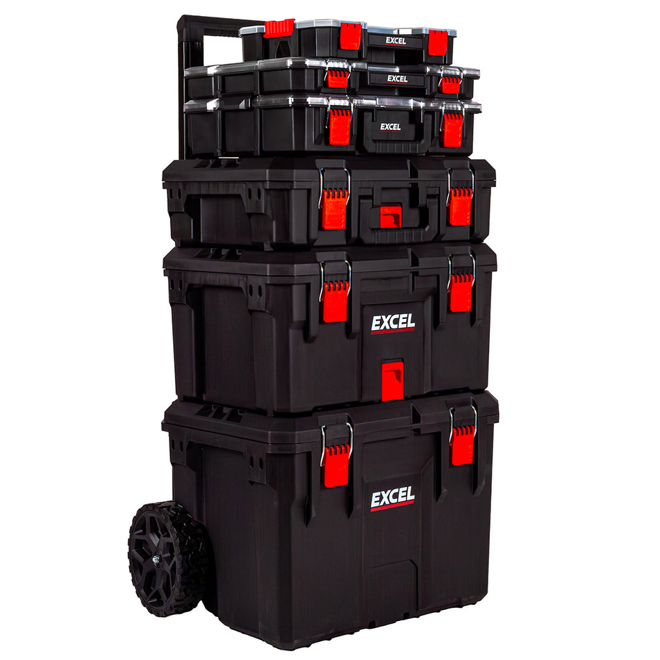 Excel Modular Tool Box Heavy Duty Mobile Storage 6 Piece Set with Organiser & Wheels