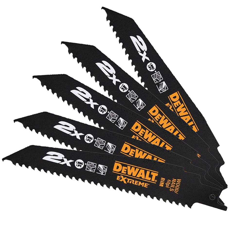 DeWalt 228mm 6TPI Wood & Nail Reciprocating Blades DT2307L-QZ Pack of 5