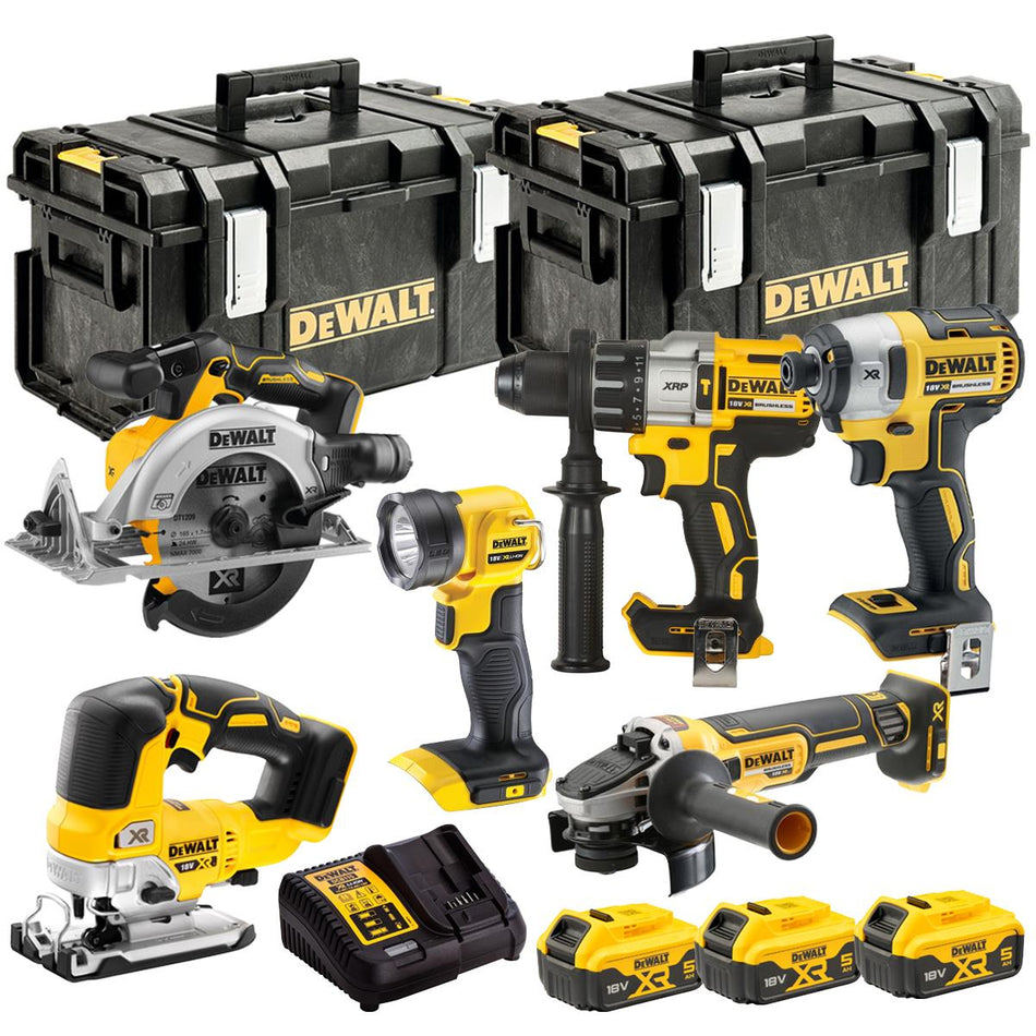 DeWalt DCK664P3-GB 18V Brushless 6 Piece Tool Kit with 3 x 5.0Ah Battery, Charger & Case