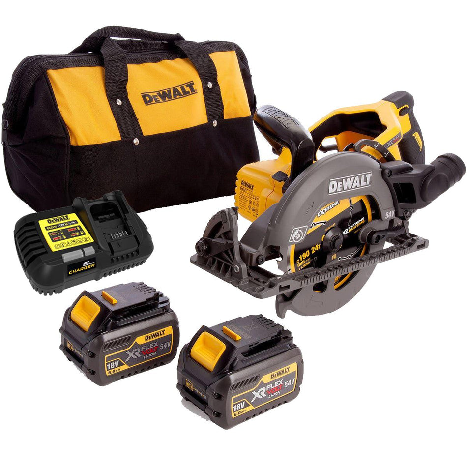 Dewalt DCS577T2 54V Flexvolt Brushless 190mm Circular Saw 2 x 6.0Ah Battery Charger & Bag