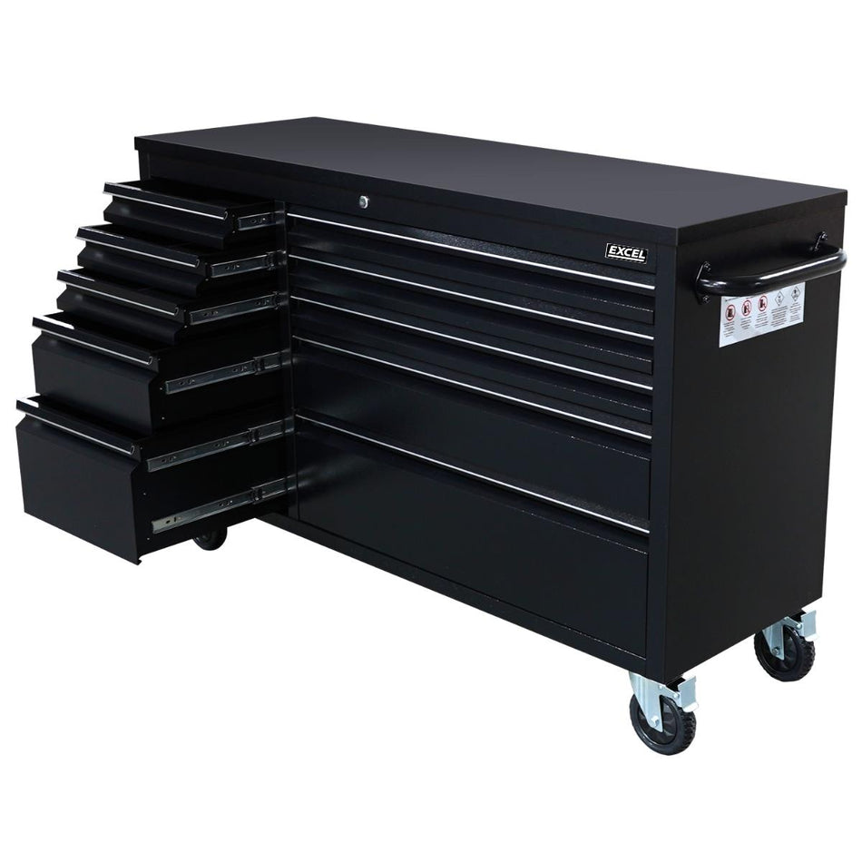 Excel 55" 10 Drawer Roller Tool Cabinet & Workbench - Heavy Duty Garage Storage