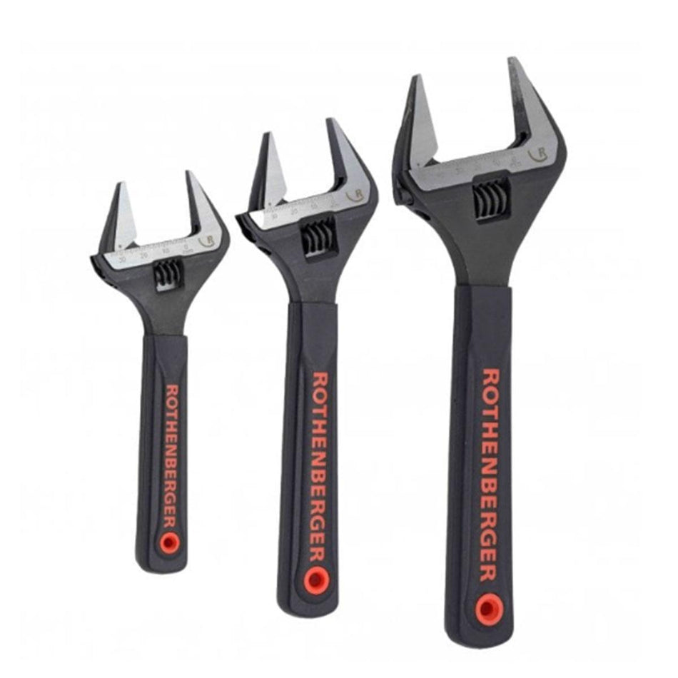 Rothenberger Adjustable Wide Jaw Wrench Set Of 3 Piece - 18047