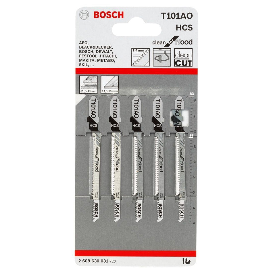 Bosch T101AO Wood Jigsaw Blade Pack of 5 - 2608630031