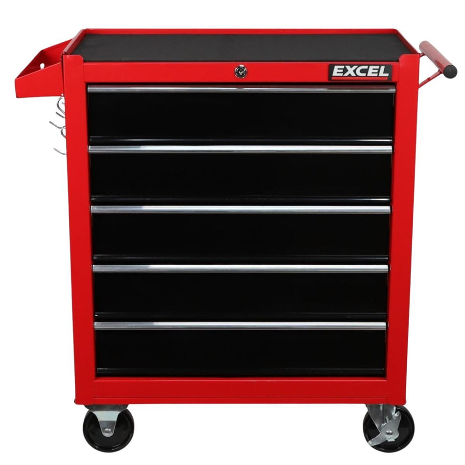 Excel 25" 5 Drawer Tool Chest Cabinet with Wheels Red Steel Storage