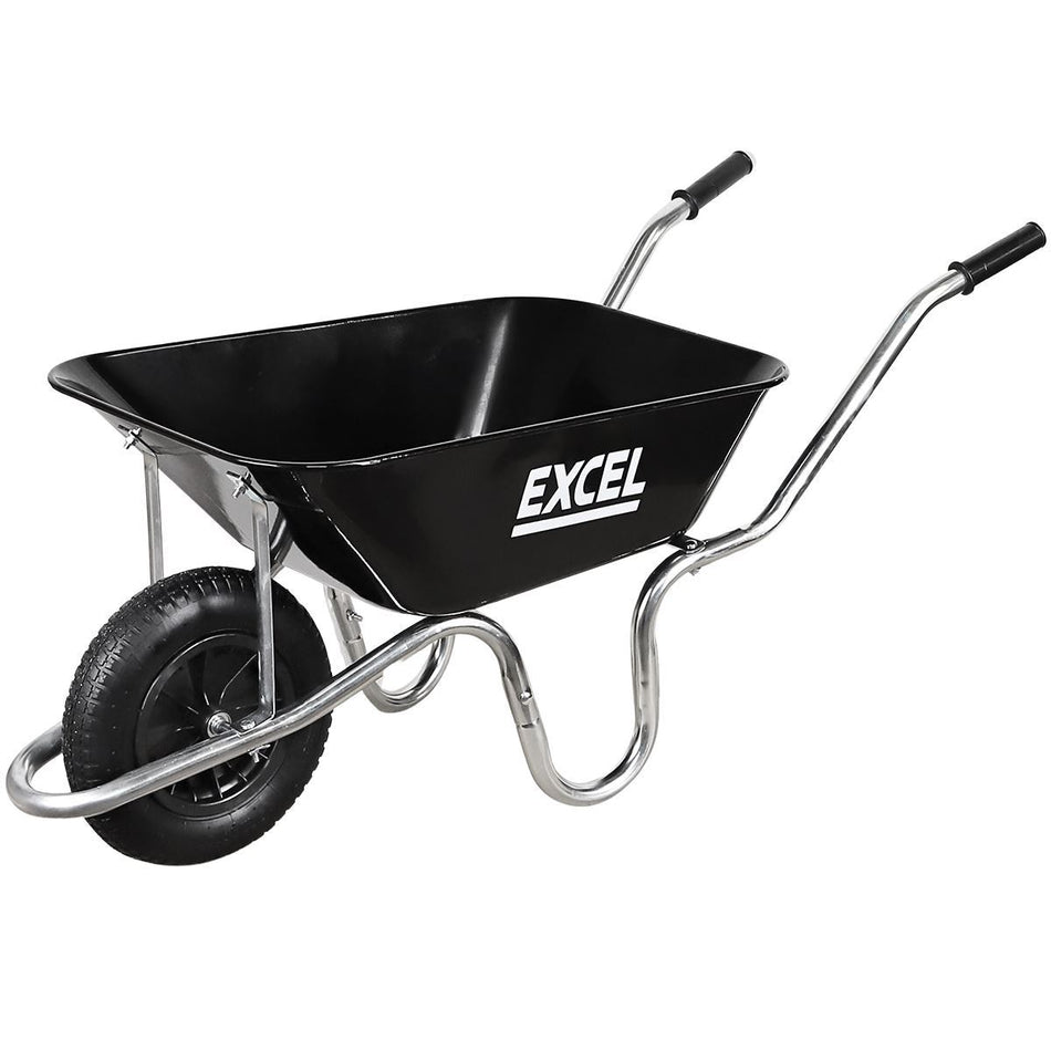 Excel Silver/Black Wheelbarrow with 100L Steel Tray