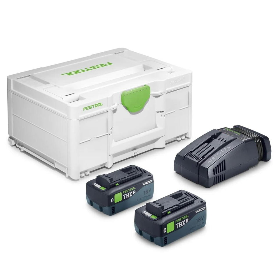 Festool SYS 18V 2xTBX8/SCA16 Energy Set 2 x 8.0Ah Tabless Batteries & Charger In Systainer Case 578815