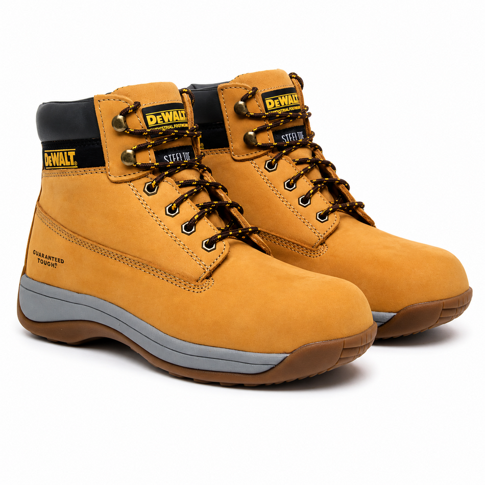 Dewalt Apprentice Nubuck Hiker Safety Boots Steel Toe Cap Honey - Size 10