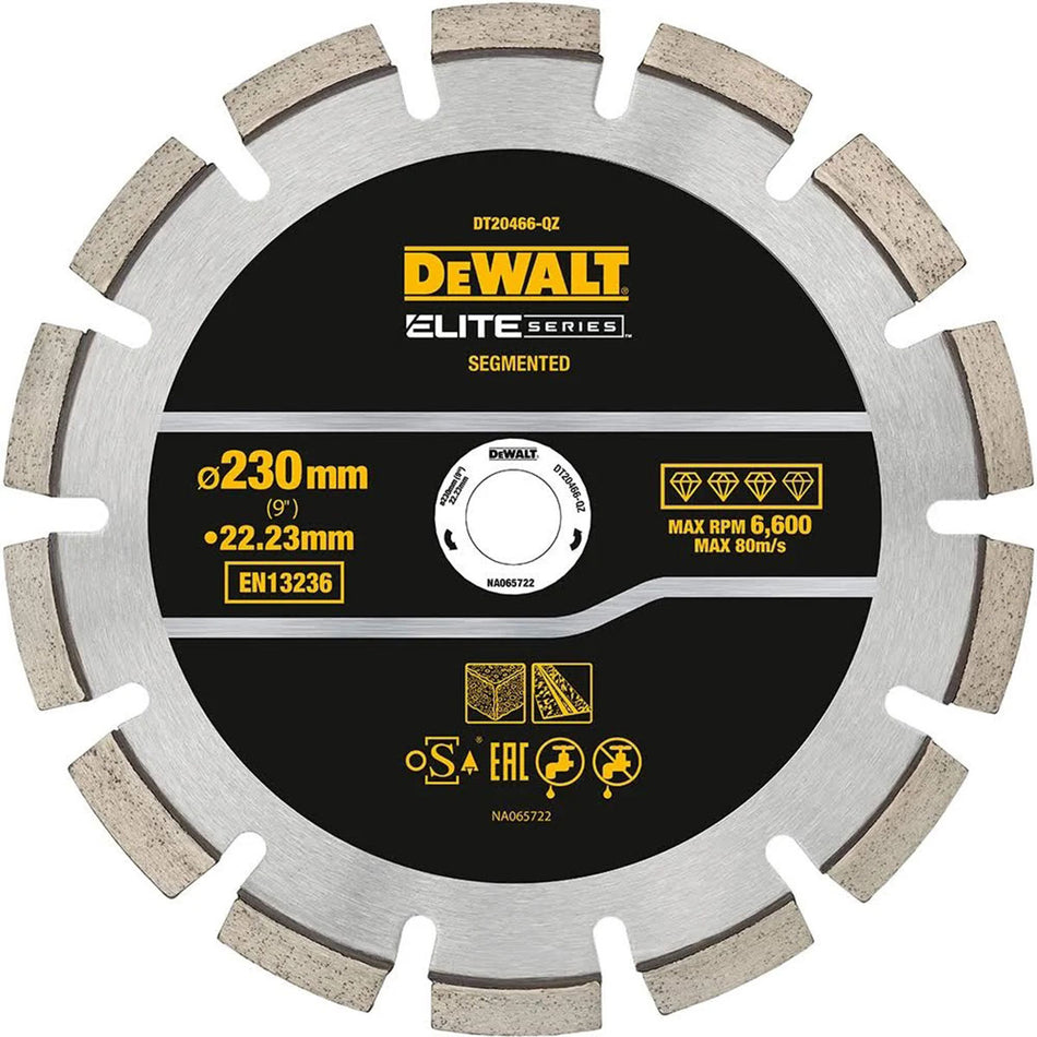 Dewalt 230mm Elite Series Asphalt Diamond Segmented Wheel Blade DT20466-QZ