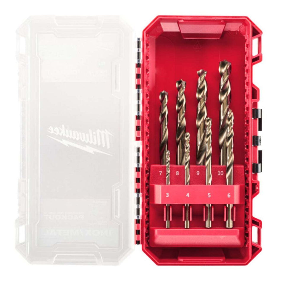 Milwaukee 8 Piece HSS Ground Cobalt Metal Drill Bit Set with Packout Case 4932499256