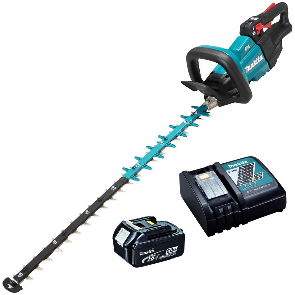 Makita DUH751RT 18V LXT Brushless 75cm Hedge Trimmer With 1 x 5.0Ah Battery & Charger