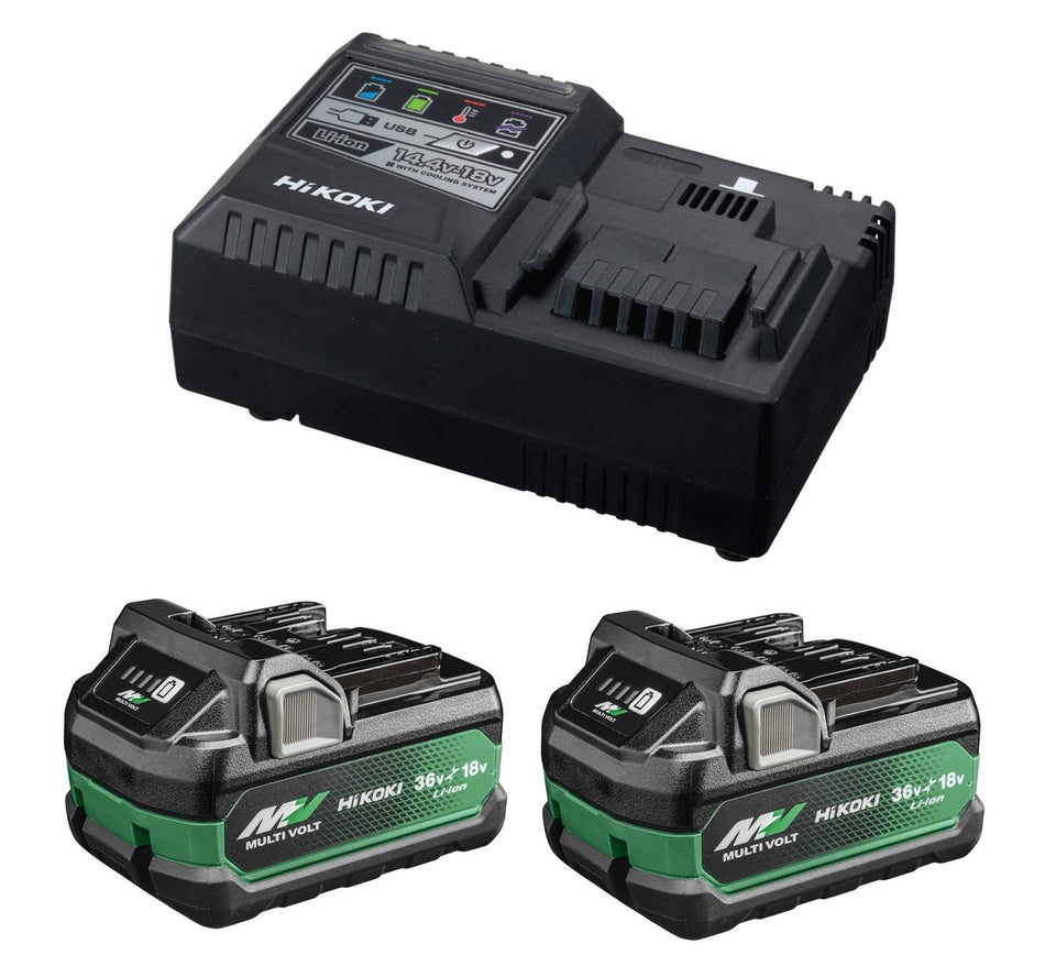 Hikoki UC18YSL3JHZ 36V/18V MultiVolt Starter Pack 2 x BSL36A18X 2.5/5.0Ah Battery & UC18YSL3 Charger