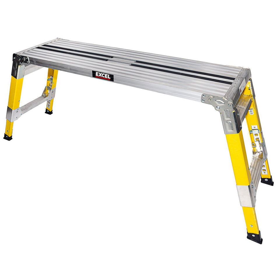 Excel Fibreglass Work Bench Platform Adjustable Height Heavy Duty Folding Hop Up - 1200 x 350 mm