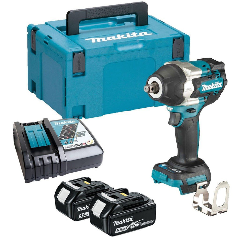 Makita DTW700RTJ 18V LXT 1/2" Impact Wrench With 2 x 5.0Ah Battery, Charger & Case
