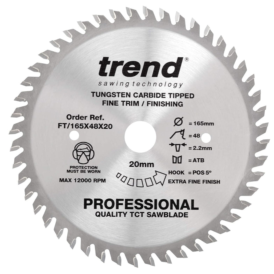 Trend FT/165X48X20 165mm x 48 Teeth x 20mm Plunge Saw Blade