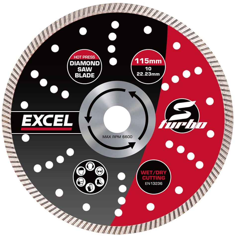 Excel 4.5" Diamond Blade Slim Turbo – Wet & Dry Use