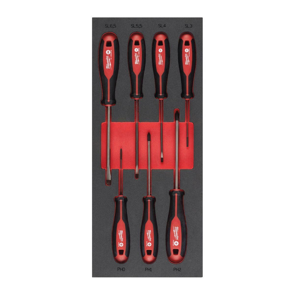 Milwaukee 7 Piece Slotted & Phillips Tri-Lobe Screwdriver Set in Foam Insert 4932492394