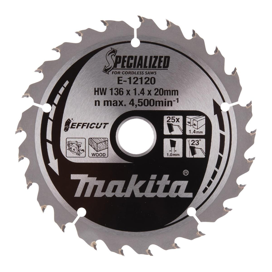 Makita E-12120 Efficut TCT Circular Saw Blade 136mm x 20mm x 25T