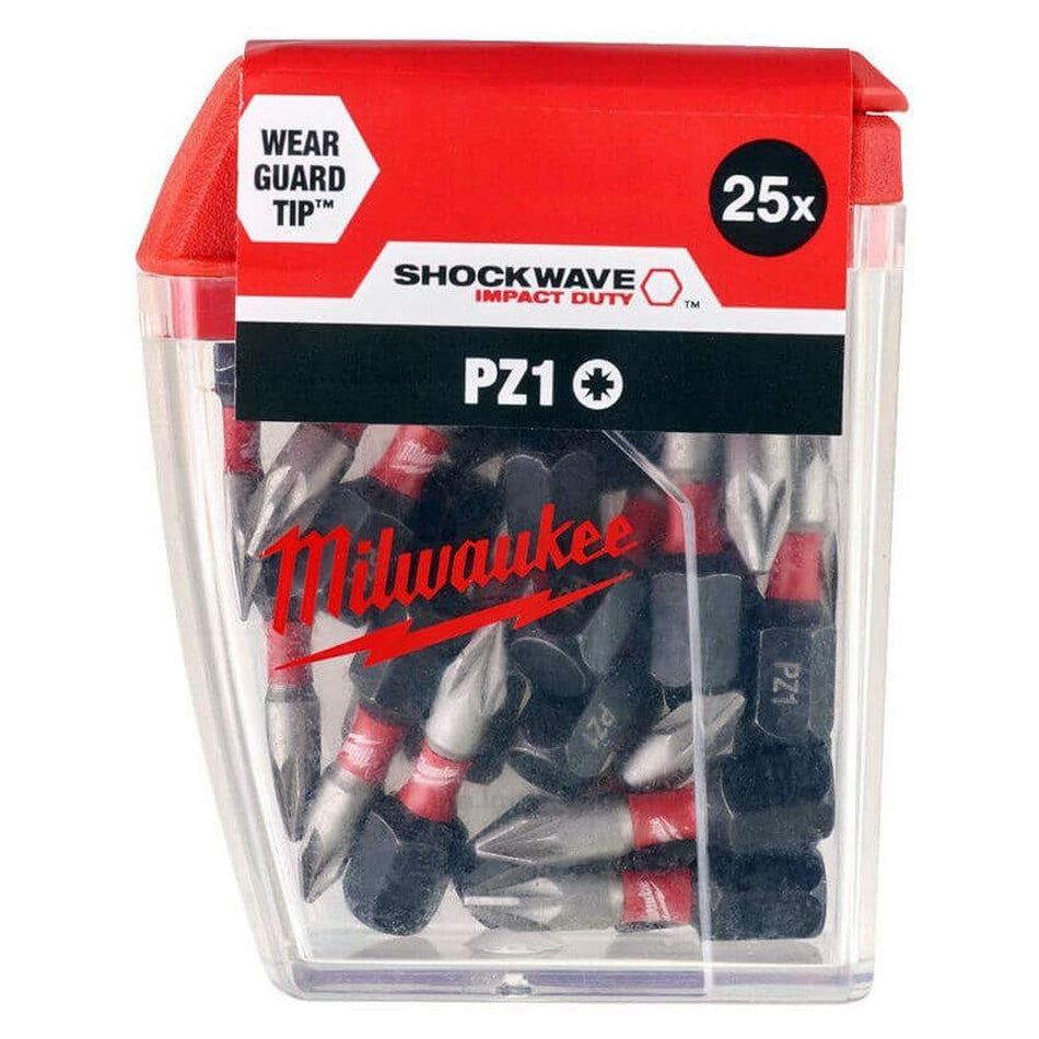 Milwaukee Shockwave PZ1 x 25mm Screwdriver Bits 25 Piece 4932472039