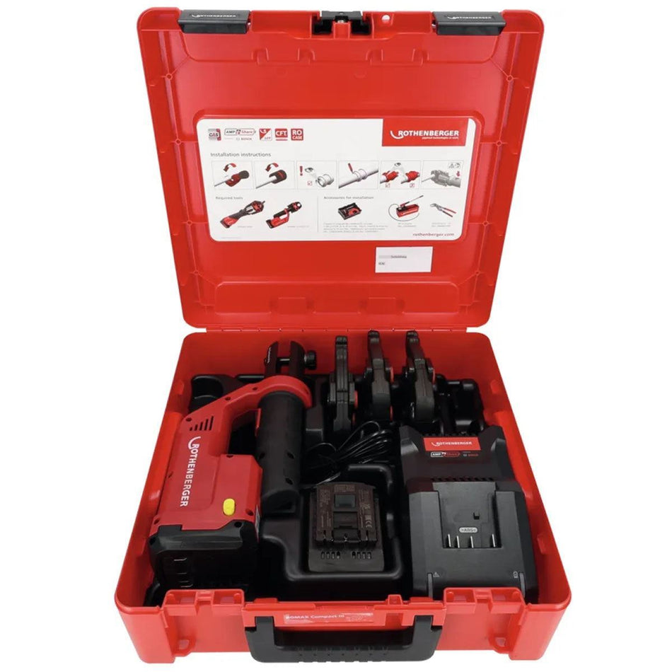 Rothenberger Romax Compact III Set SV15-22-28, 2Ah, UK, AMP press machine for system-dependent 1000004278