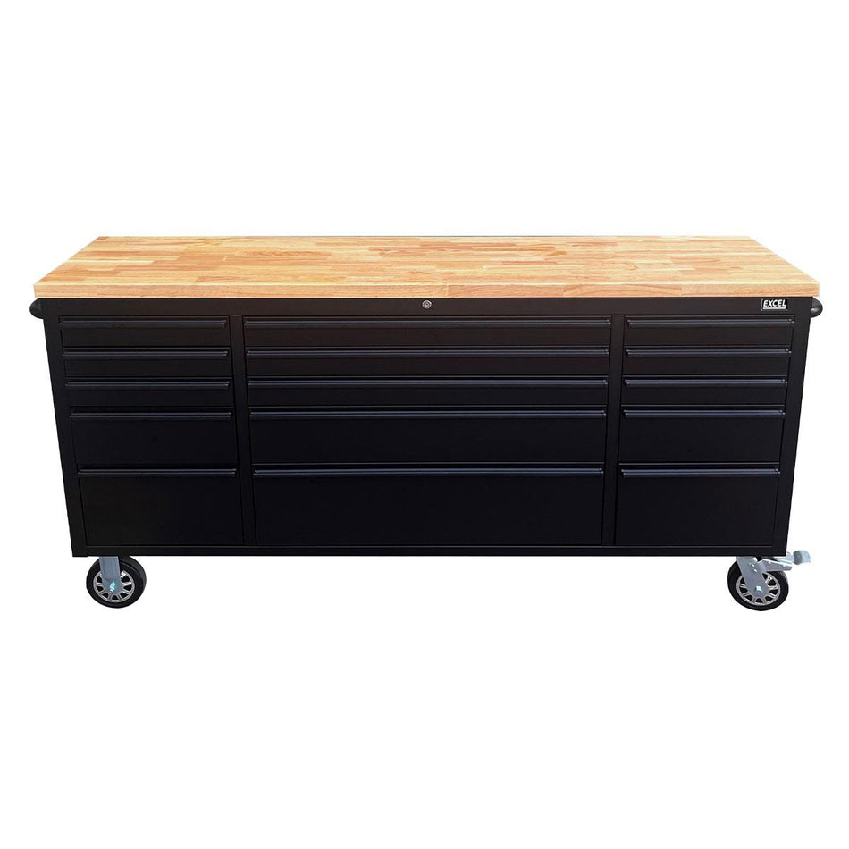 Excel 72" 10 Drawer Roller Tool Cabinet & Workbench - Heavy Duty Garage Storage