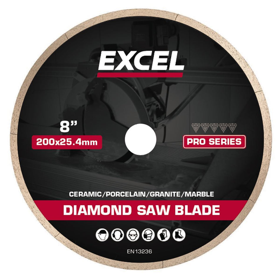 Excel 8" (200mm) Hot Press Continuous Pro Series Diamond Cutting Saw Blade