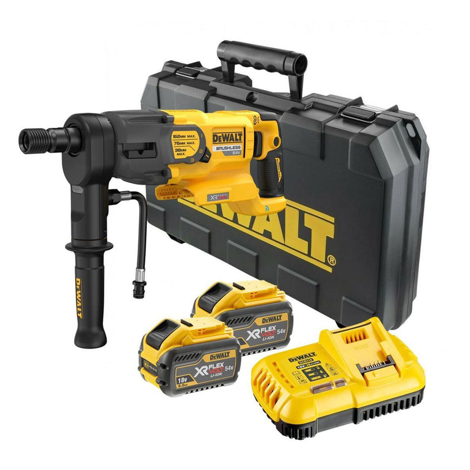 Dewalt DCD150X2-GB 54V XR FLEXVOLT Brushless 162mm Diamond Drill with 2 x 9.0Ah Battery Charger & Kitbox