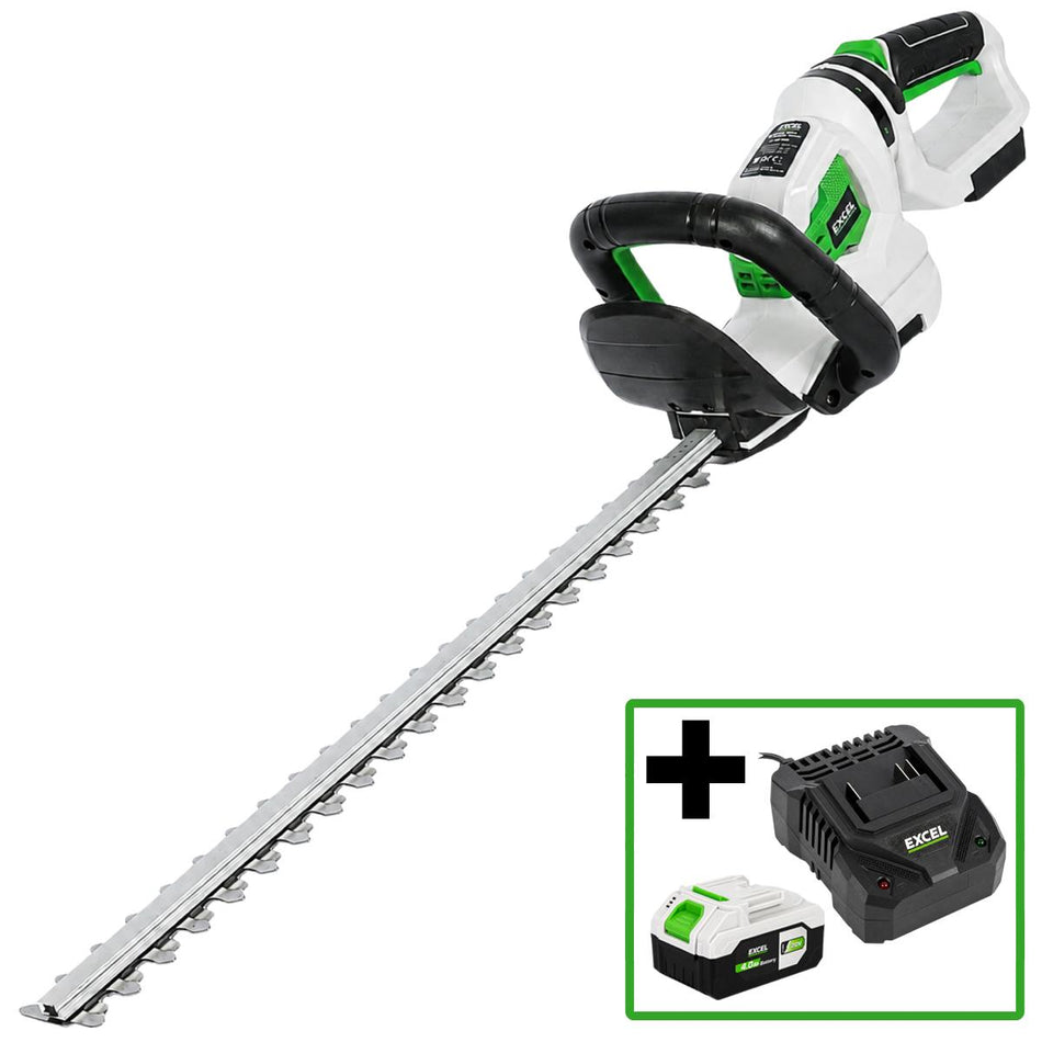 Excel 20V 22" Hedge Trimmer with Rotating Handle & 1 x 4.0Ah Battery, Charger