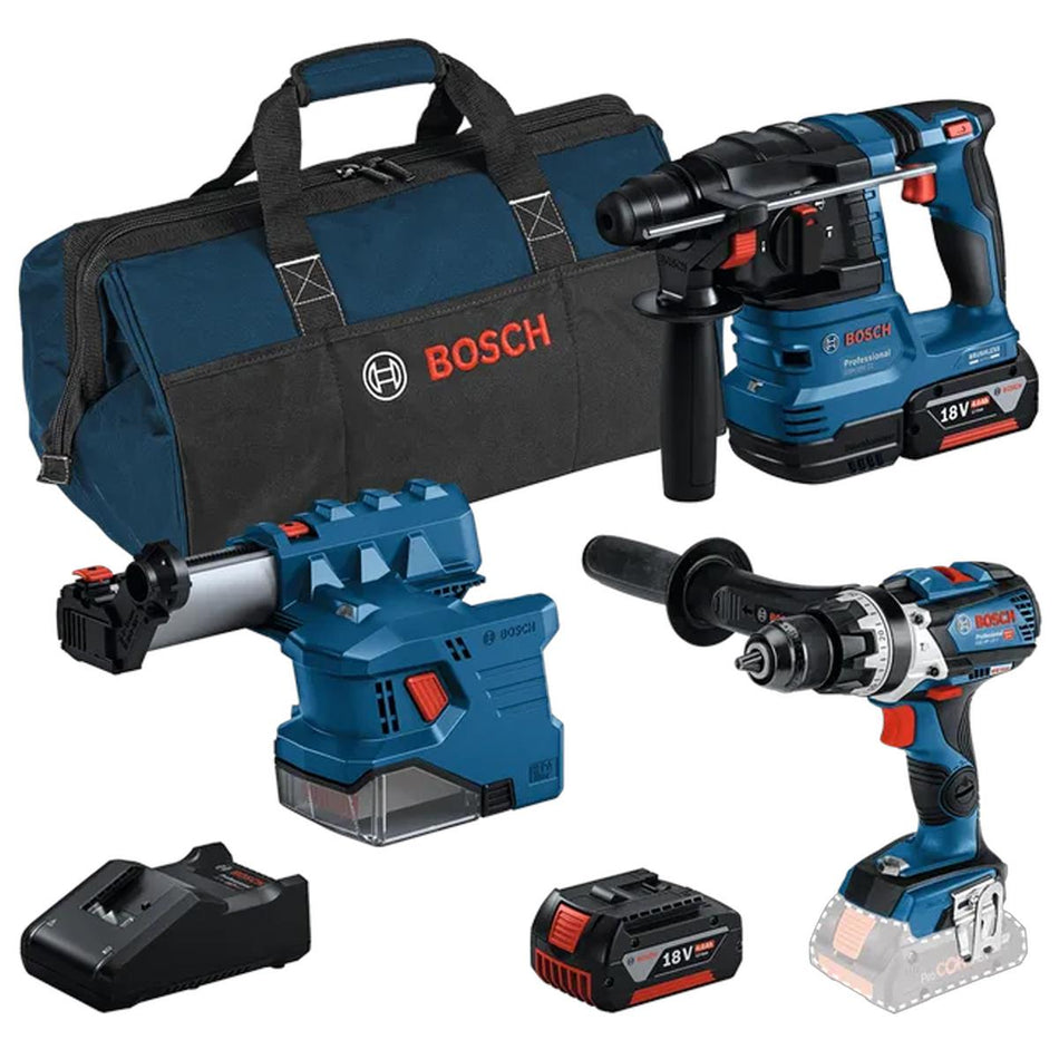 Bosch 0615A5008A 18V Brushless 3 Piece Tool Kit with 2 x 4.0Ah Battery, Charger & Tool Bag