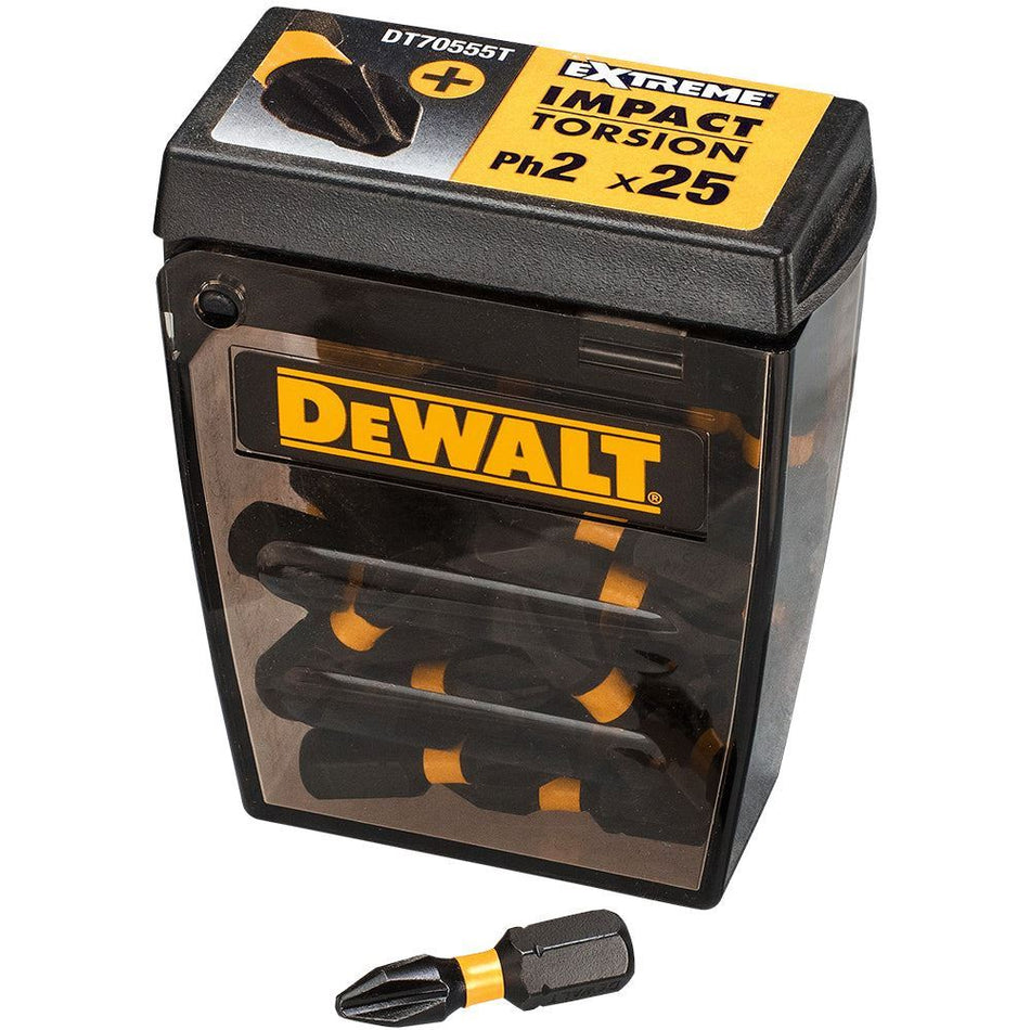 DeWalt DT70555T 25mm PH2 Impact Torsion Screwdriver Bits Tic Tac Box - Pack of 25