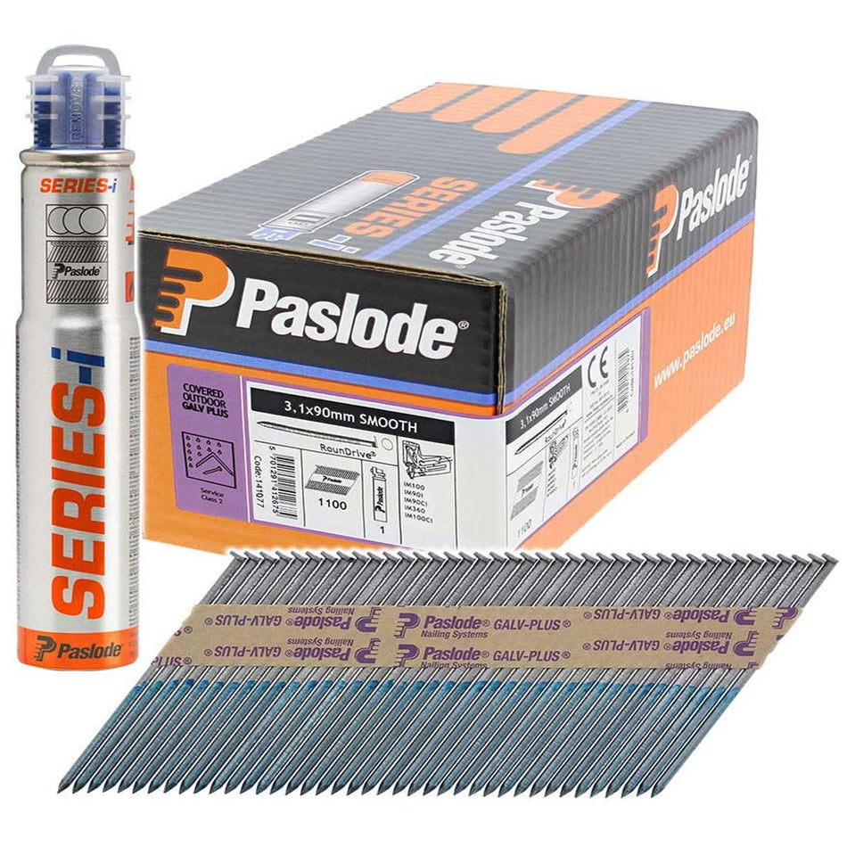 Paslode 141077 90mm x 3.1mm Galvanised Plus IM360Ci Collated Nails - Pack of 1100