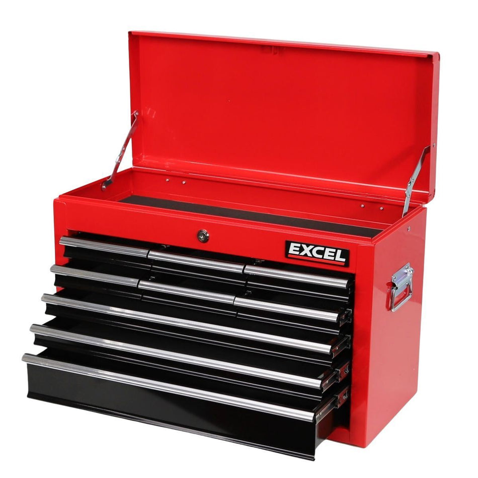 Excel 24" 9 Drawers Portable Tool Chest Cabinet with Ball Bearing Slides Black and Red