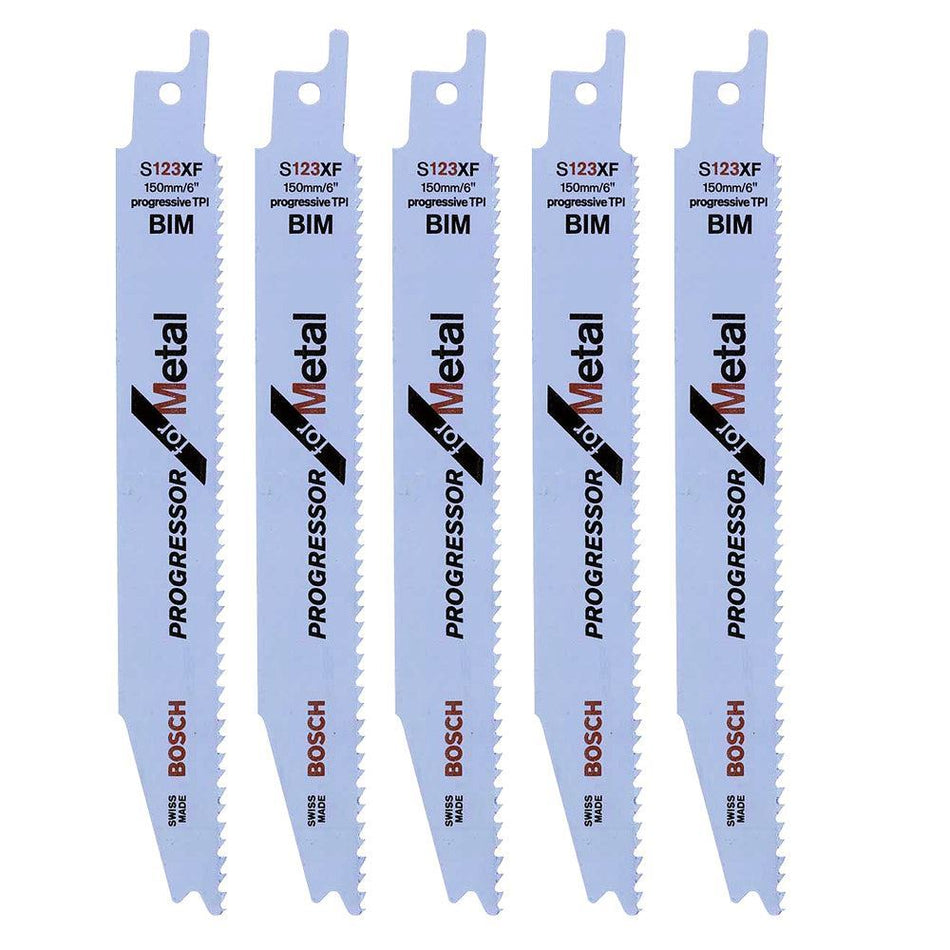 Bosch S123XF Reciprocating Saw Blades For Metal Long Life Fast Cut Pack of 5 - 2608654402