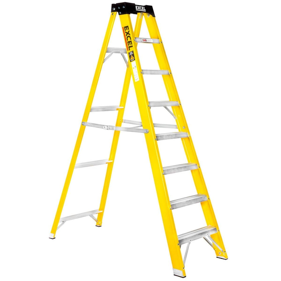 Excel Electricians Fibreglass Step Ladder 8 Tread 1.91m Heavy Duty