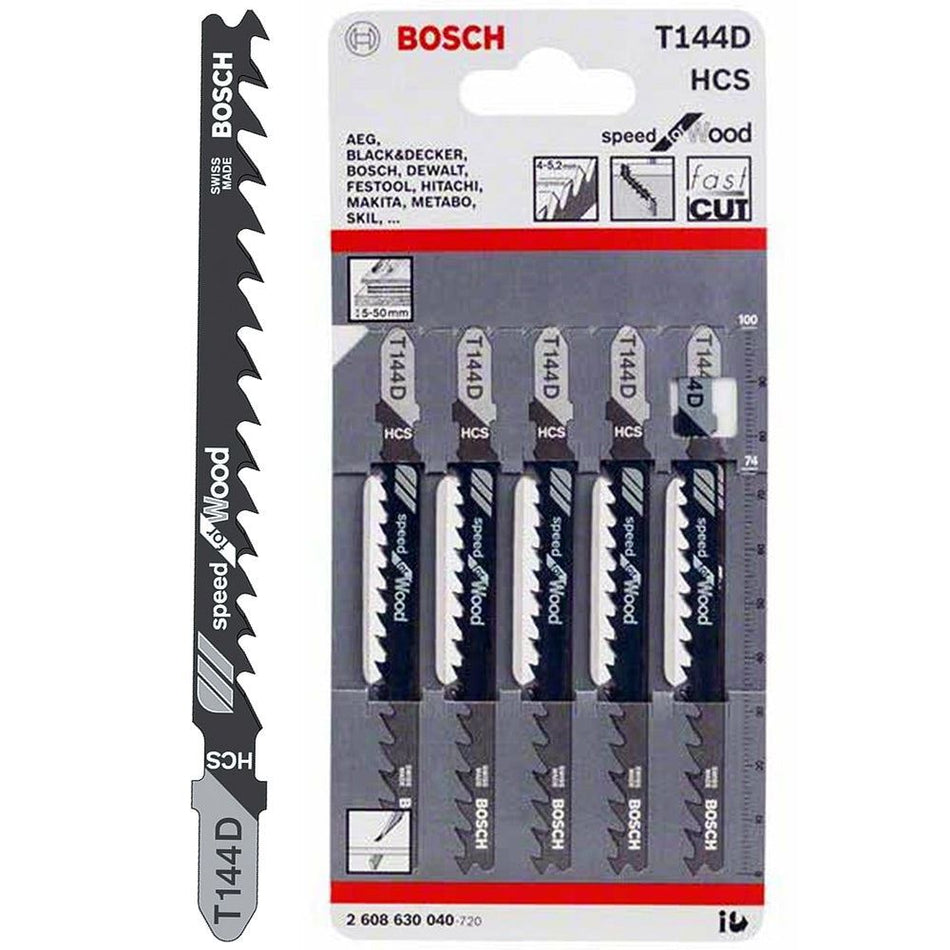 Bosch T144D Wood Jigsaw Blade Pack of 5 - 2608630040